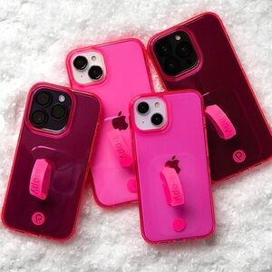 iPhone 14 Pro Max Loopy case in neon clear pink